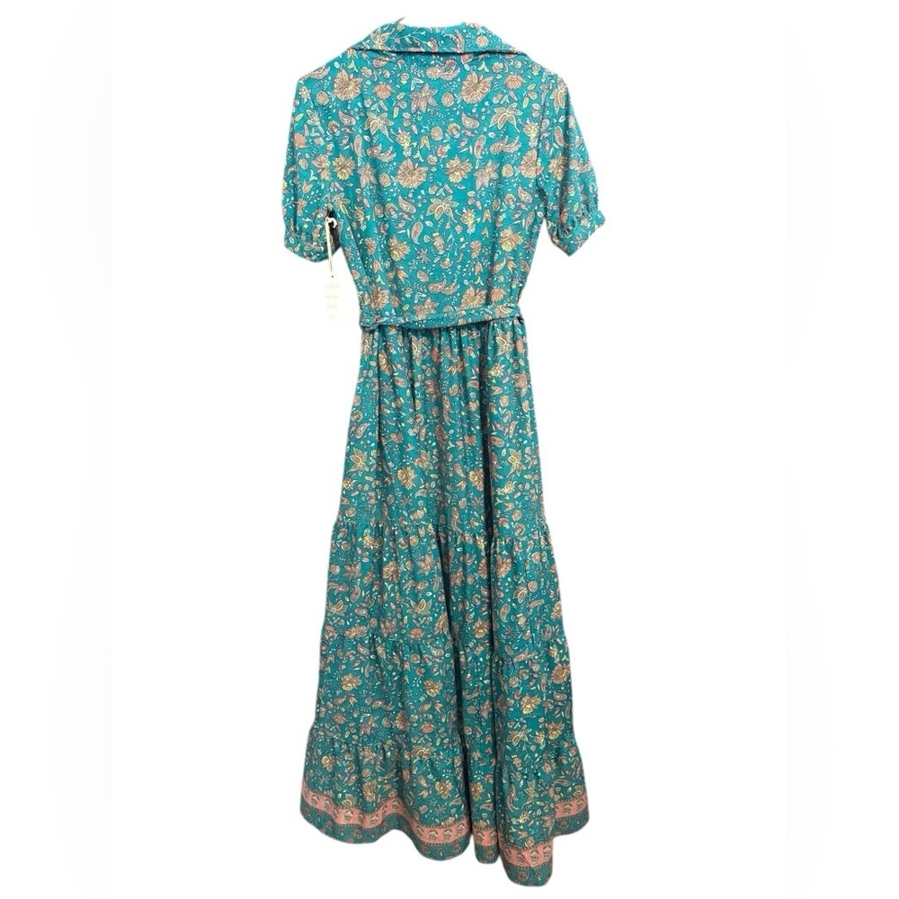 NWT Boemo Floral Maxi Dress Boho Prairie Style Womens S Belted Collared - Picture 2 of 10